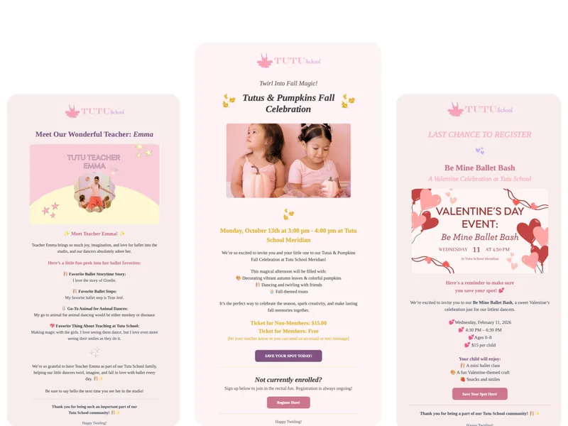 Tutu School — Email Marketing & Social Media